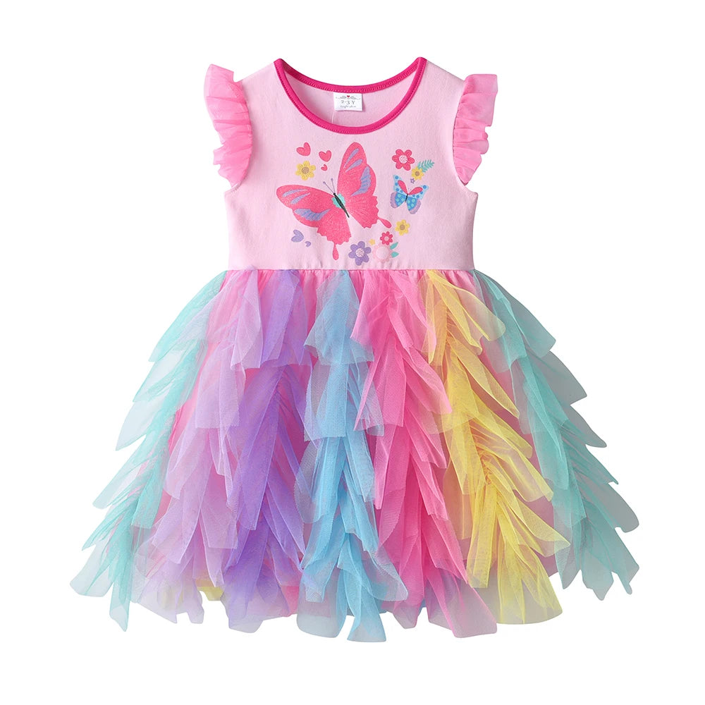 Vestido Borboletas Mel + 🎁 BRINDE tiara Unicórnio