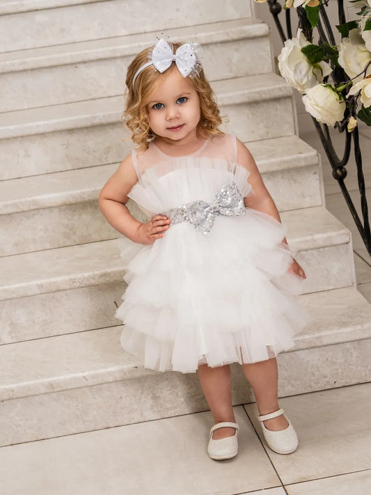 Vestido de Festa Cecília - Tule e laço na cintura