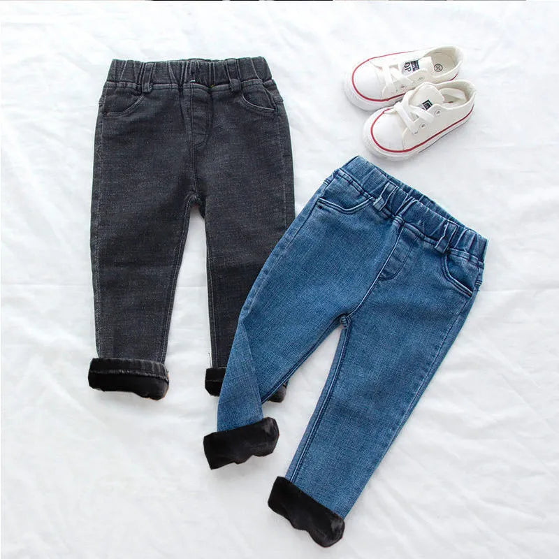 Calça jeans infantil pelúcia interna