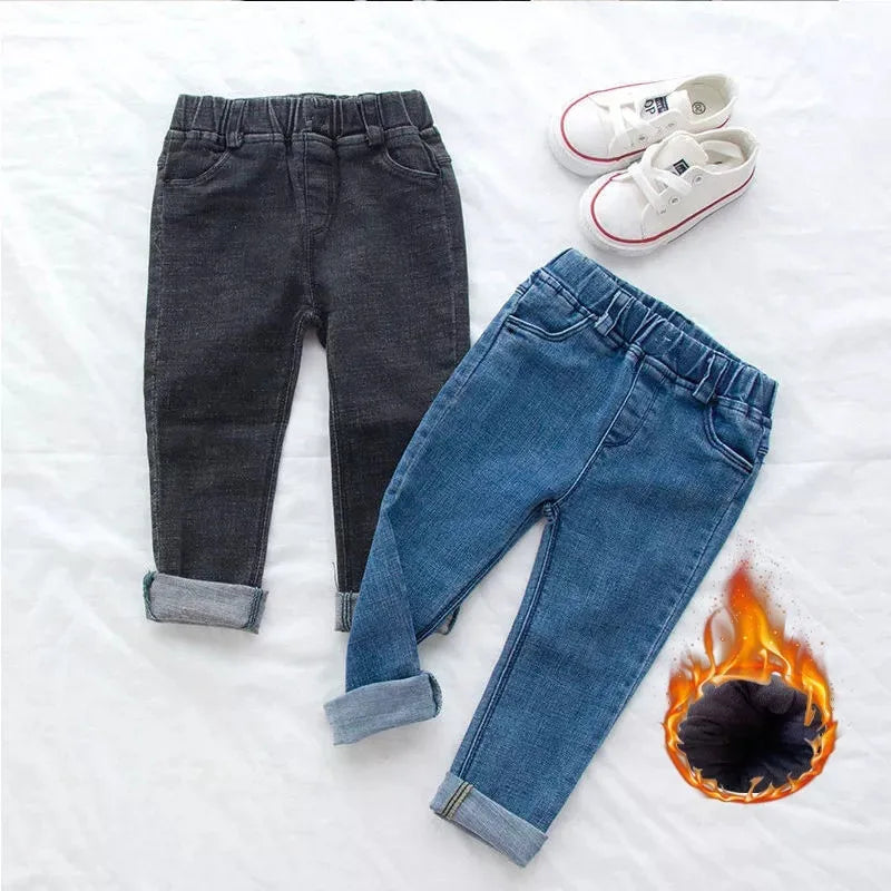 Calça jeans infantil pelúcia interna