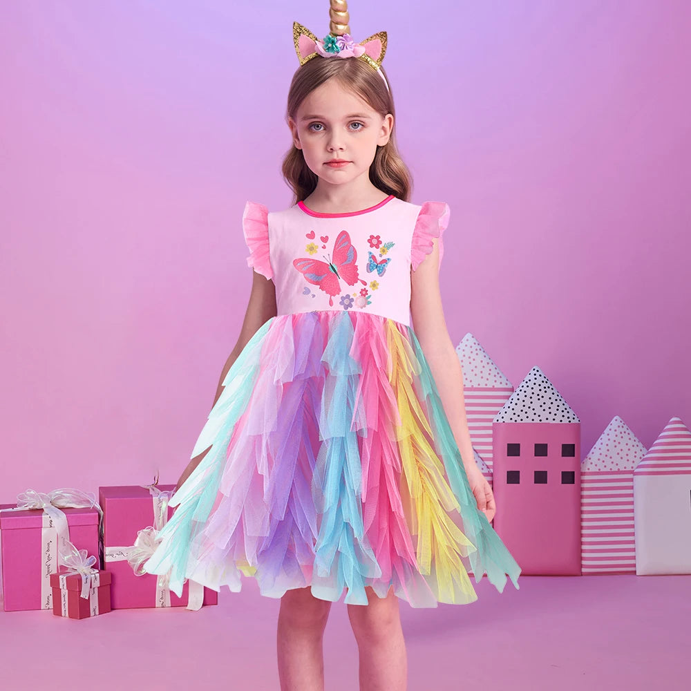 Vestido Borboletas Mel + 🎁 BRINDE tiara Unicórnio